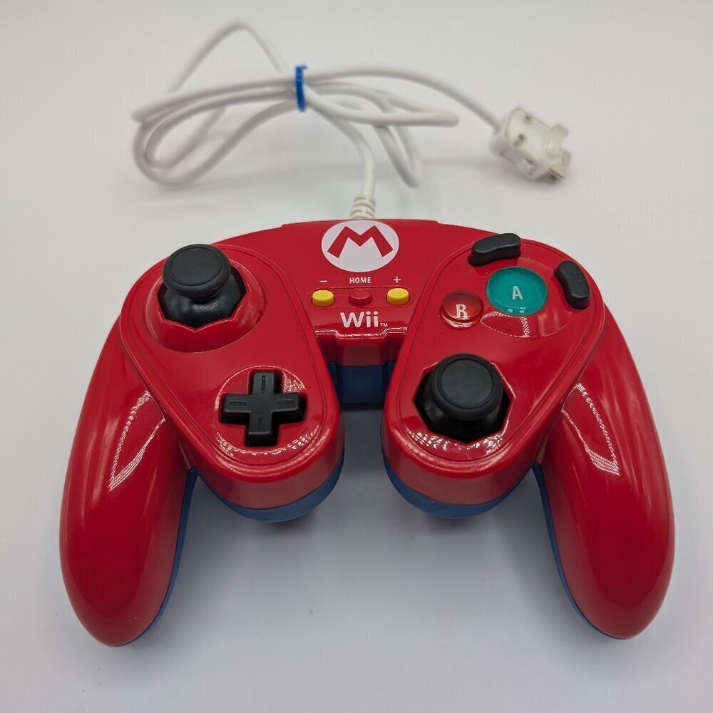 Mario Wired Fight Pad Red PDP Controller for Nintendo Wii 085-006-MA - TESTED